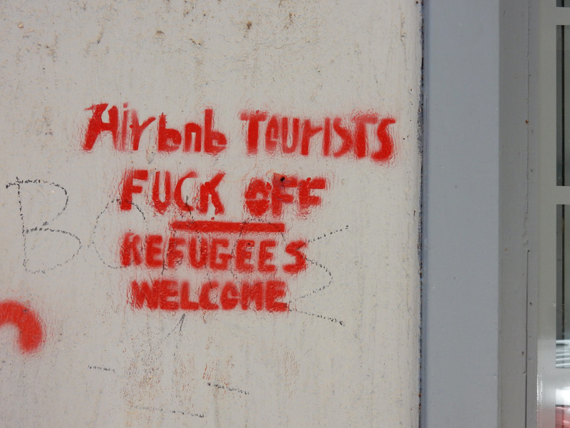 airbnb protest at gentrifying neighborhoods