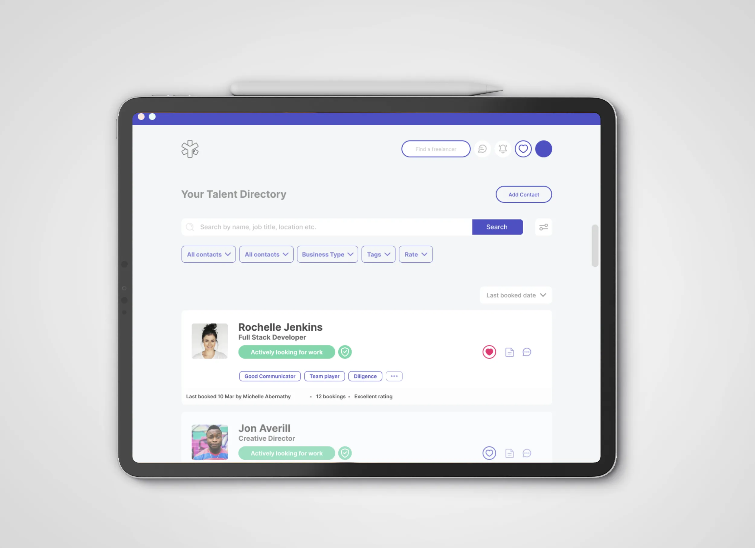 YunoJuno Platform on iPad Mockup